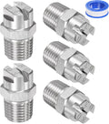 M METERXITY 5-Pack Flat Fan Spray Tip, 80 Degree 1/4BSPT Male Stainless Steel Pressure Washer Nozzles Cleaner Nozzle Replacement W Sealing Tape for Water Guns (1.1mm Orifice)