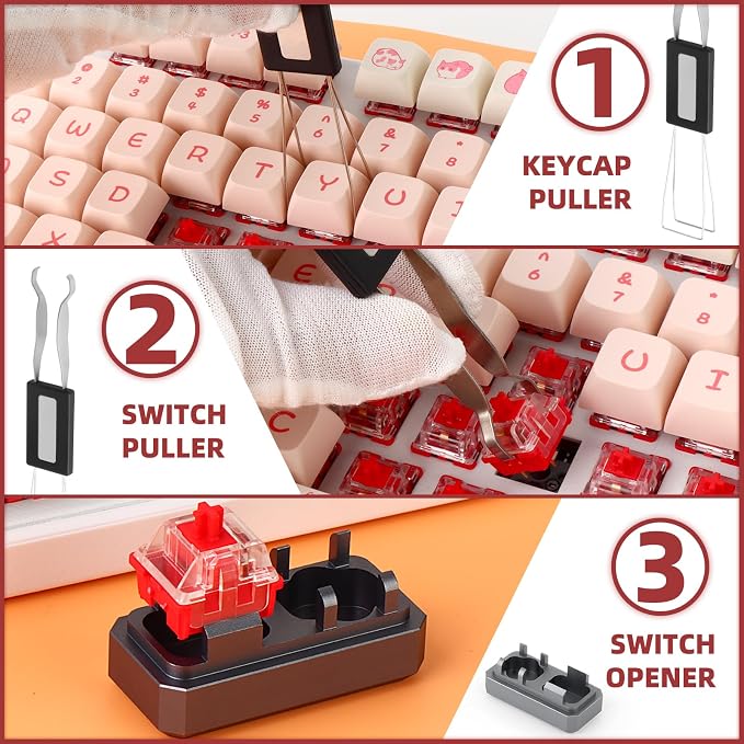 Keyboard Lube Kit with Switch Opener, Keycap Puller Stainless Steel Key Removal Tool Keycaps Remover for Mechanical Keyboard
