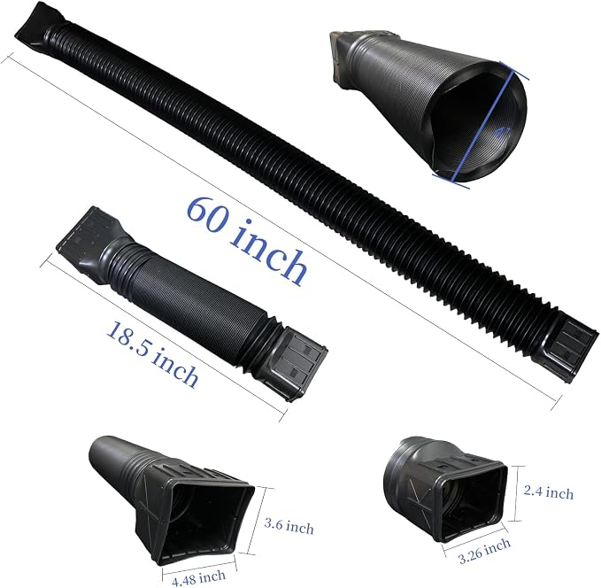2 Pack Flexible Rain Gutter Downspout Extensions,Drain Downspout Extender,Gutter Extension Flexible,Down Spout Drain Extension Pipes,Extendable from 21 to 60 Inches (Black)
