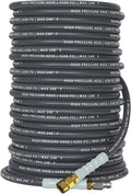 QC Installed Pressure Washer Hose 150 ft, 4200 PSI Flexible & Kink-Resistant, Steel-Braided & Durable, Power Washer Hose with 3/8" 360° Swivel Quick Connect, Hot/Cold Water Compatible, Gray
