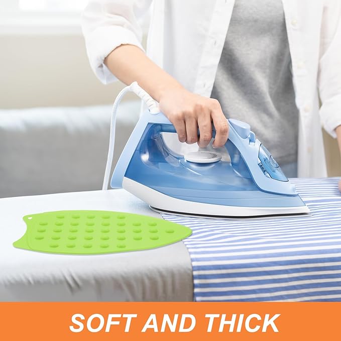 PATIKIL Silicone Iron Rest Pad, 2 Pcs Multipurpose Hot Heat Resistant Iron Rest Plate Protective Pad for Ironing Board Hot Resistant Steamer Steam Compact Mat, Green