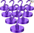 MIKEDE Magnetic Hooks,150LB Heavy Duty Magnets with Hook for Fridge, Strong Magnet Neodymium Industrial Hooks Hanging, Hanger Toolbox, Cruise(Purple, 10 Pack)