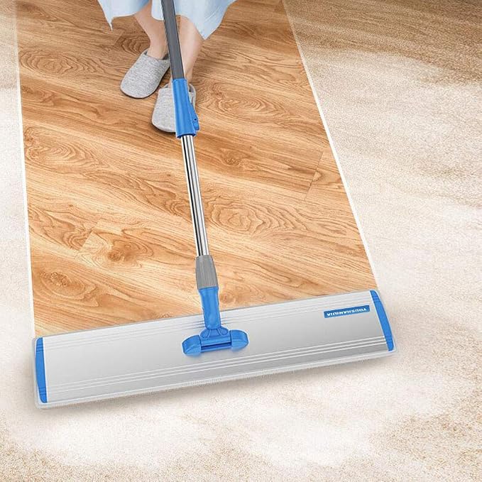 24 in Microfiber Wet & Dry Mops Heavy Duty Commercial Flat Floor Mop | Large Mops for Floor Cleaning Adjustable Handle with 4 Washable Mop Clothes