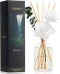 Reed Diffuser Black Forest 6.76 fl oz Home Bathroom Fragrance | 6 Reed Sticks, Real Eucalyptus & Artificial Rose, Essential Oil for Bedroom Shelf Décor, Scent Diffuser