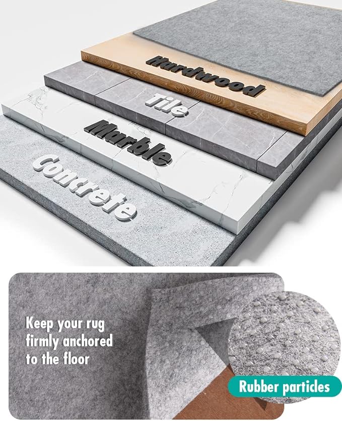 Non Slip Rug Pad Gripper - 2.6x12 Feet 1/8” Extra Thick Felt Under Rug for Runner Rugs and Hardwood Floors,Super Cushioned Non Skid Carpet Padding