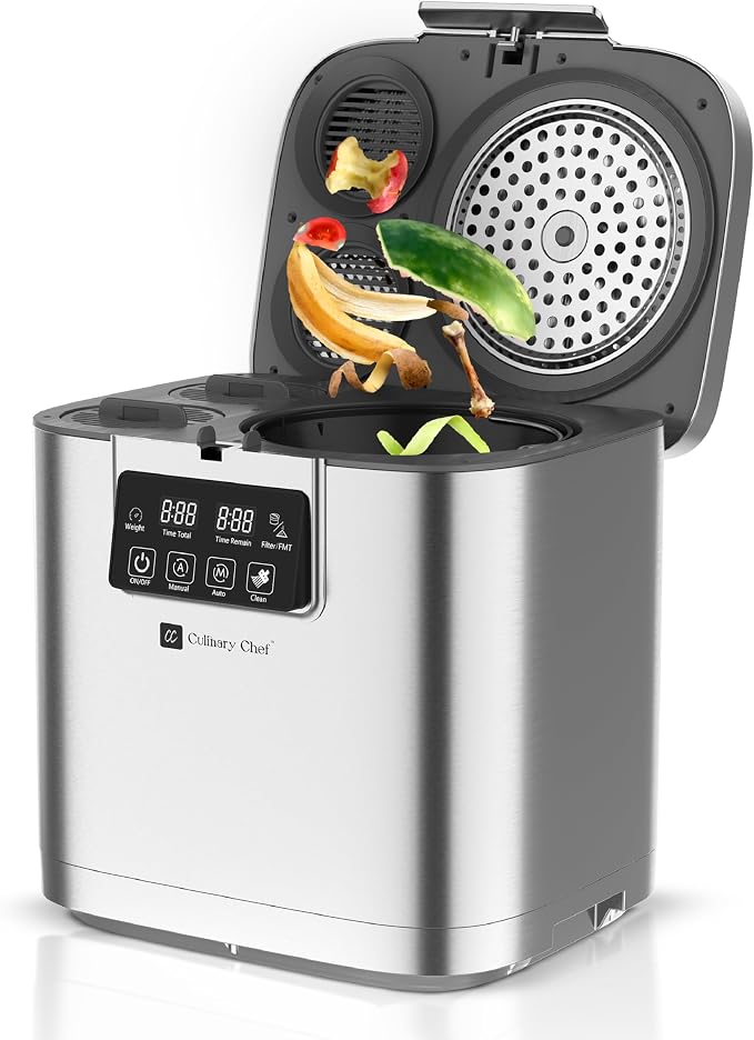 MAGNAVOX Home Culinary Chef Series, 1GALLON Smart Electric Food Waste Composter, Stainless Steel