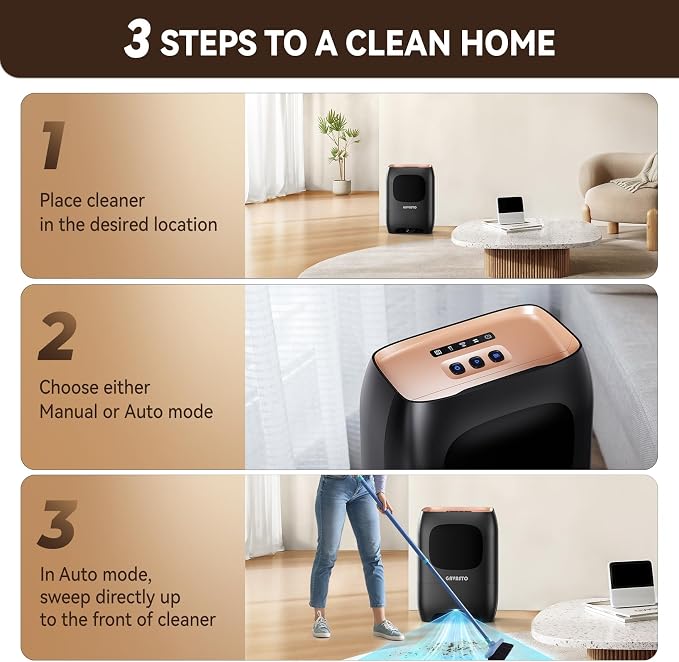 GAVASTO Pro Touchless Vacuum Automatic Dustpan - Ultra Fast & Powerful - Great for Sweeping Salon Pet Hair Food Dirt Kitchen, Canister Vacuum Cleaner Trash Can, Bagless, Auto Sensors, 1500 Watt-Black