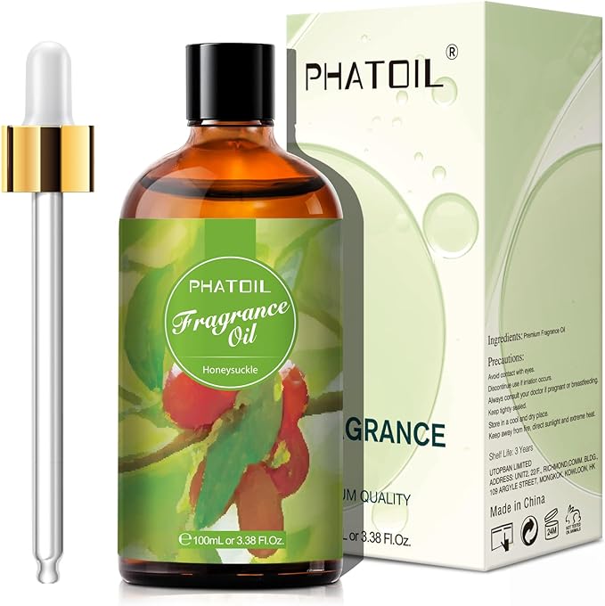 PHATOIL 3.38FL.OZ Honeysuckle Fragrance Oils for Aromatherapy, Essential Oils for Diffusers for Home, Perfect for Diffuser, DIY Candle and Soap Making, DIY Scented Products - 100ml | Long Lasting Scented Oils For Humidifier, Air Freshener, DIY Soap Can...