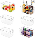 MOONEDGE 6-Pack Clear Plastic Storage Bins — Open-Top PET Storage Containers & Organizers, 11" x 8" x 6" Storage Bins for Closet, Pantry, Office, Craft, Toy and Bathroom Organization