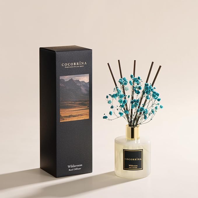 Reed Diffuser - Wilderness 6.7 fl oz Scented Diffuser with 8 Sticks Home Fragrance Reed Diffuser for Bathroom Shelf Decor