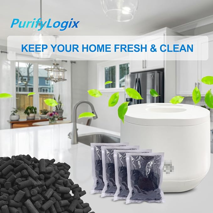4 Pack Odor Absorbing Carbon Filter Refills for Lomi Smart Waste Composter | 12-month Supplement, Replacement Activated Charcoal Filters Compatible with Kitchen Electric Countertop Compost Bin