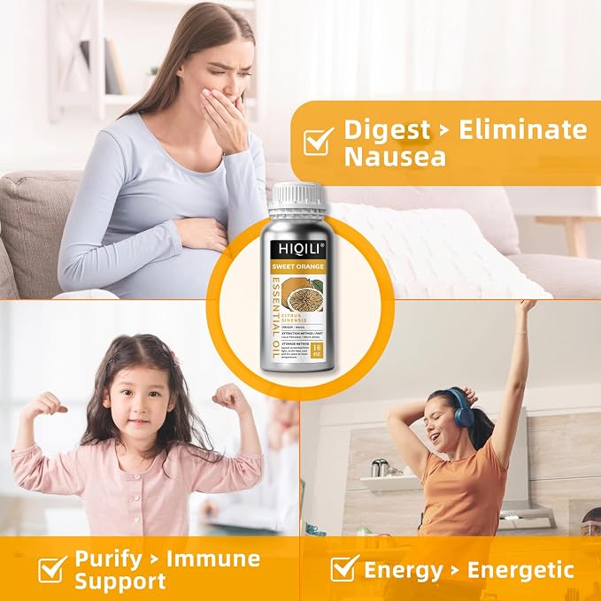 HIQILI Sweet Orange Essential Oil Large Capacity for Skin Care & Diffusers | Air Freshening & Space Cleaning for DIY Studio, Spa, Hotel & Household Stock, Mall, Beauty Salon - 500mL / 16 fl oz