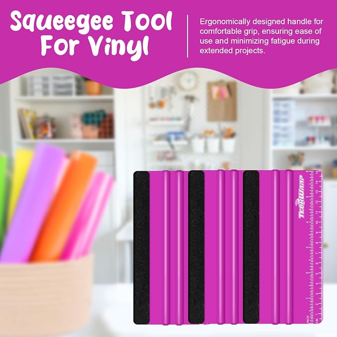 TECKWRAP Professional Squeegee Tool for Vinyl Decals, Inkjet Vinyl Sticker Paper,and Wallpaper - 6"x2.9", Scratch-Free Application (Pitaya)