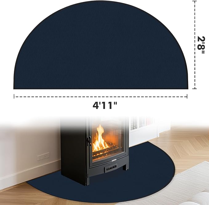 TOHONFOO Fireplace Mat for Home Protection, 4'11'' x 2'8'' x 0.04'', Blue | 1800°F fireplace rugs fireproof, fiberglass hearth rugs for fireplaces fire resistant protect against embers, easy to clean