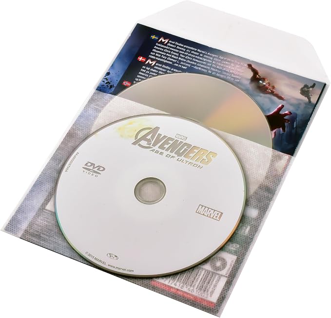 Tarifold Double DVD Storage Sleeves with Felt, Holds 2 Discs, 50 Pack | Holds 2 DVDs, cover art and booklet, protective felt insert, secure closing flap, durable polypropylene, 50 pack