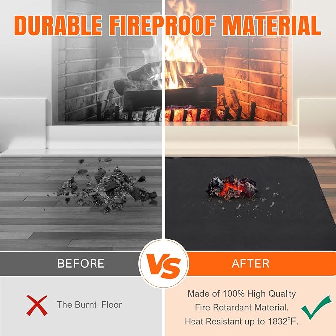 INNO STAGE Fireplace Rugs Blanket Fire Resistant 28 X 47 X 0.04 Inch | D Shape, Fire-proof Hearth Mat Carpet, Protector in Front of Stove, Decks, Indoor, Outdoor, Fire Pit, Grill&Floor