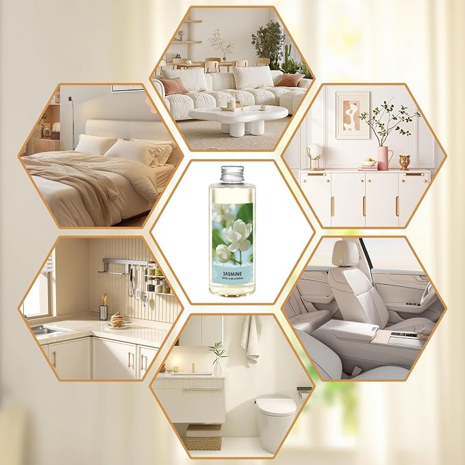 STRN Jasmine Reed Diffuser Oil Refill, Scented Diffuser with Stick 200ML | Summer Long-Lasting Fragrance for Living Room, Bedroom, Office, Home Décor