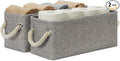 Temary Small Storage Baskets for Organizing, Narrow Baskets for Storage Toilet Paper Rolls, Fabric Baskets with Handles for Closets, Cabinets, Shelves (Grey, 15Lx6Wx5.5H Inches)