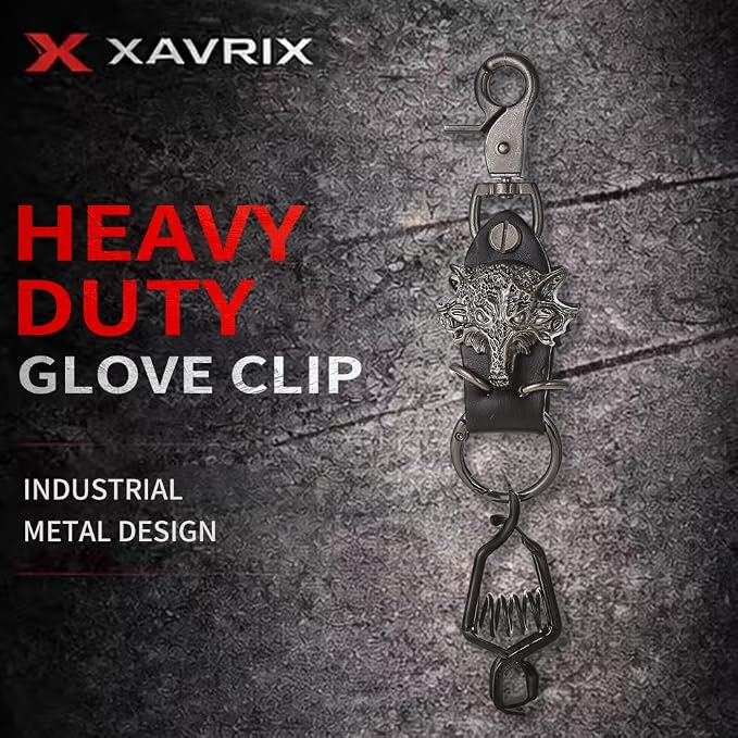 Heavy Duty Glove & Hat Clip with Carabiner, All-Metal Spring Clamp Work Glove Holder for Tool Belt, Harness, Backpack