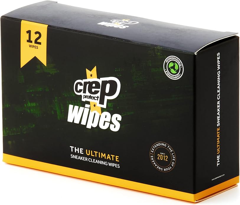 Crep Protect Shoe Wipes - Biodegradable, Dual-Sided Sneaker Cleaning Wipes for Quick Dirt & Scuff Removal - Individually Wrapped (Pack of 12)