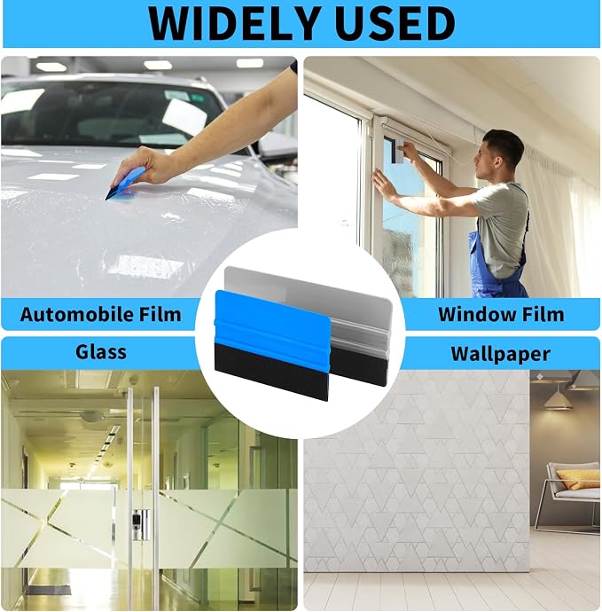 Arayker 20 Pack Vinyl Wrap Squeegee 4 Inch / 6 Inch Felt Edge Squeegee | Window Film Tint Tool Decal Applicator Scraper Tool Wallpaper Smoothing Tool with 20 PCS Black Fabric Felt
