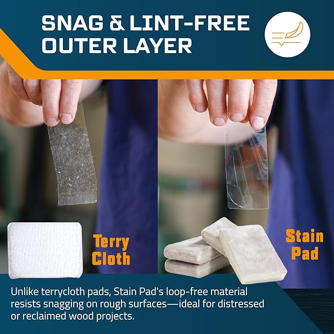 MāKRS Stain Pad, Cut-to-Size Staining Pads, 2-Pack, Lint, Snag, Streak-Free Applicator, Micro Brush Material, Wood Stains and Oil Based Finishes, Easy to Use with Consistent Application