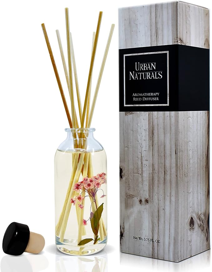 Reed Diffuser Set, Sweet Pea & Sandalwood - Bathroom Décor | Made with Essential Oils & Real Botanicals, White Florals, Jasmine, Juicy Berries & Sandalwood, Made in the USA