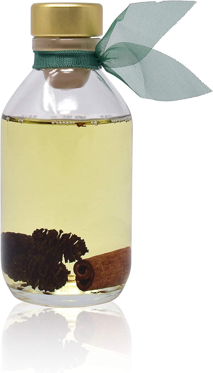 Reed Diffuser Set - Cinnamon Pine Cones Scented Diffuser with Sticks | Holiday Home Fragrance Reed Diffuser for Bedroom, Bathroom Shelf Décor, Real Pinecones + Cinnamon in the Bottle - USA Made