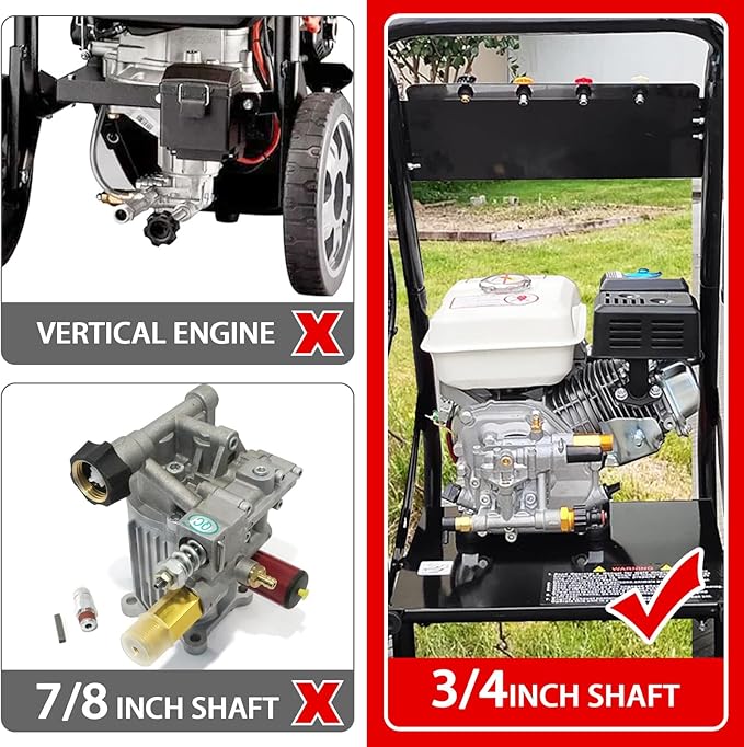 2400-2800PSI Pressure Washer Replacement Pump, 3/4" Shaft Horizontal Pressure Pump Replacement Power Washer Pumps for Power Washer, Compatible with Simpson,Dewalt,Westinghouse,Ryobi More Gas Washer