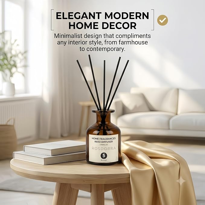 Reed Diffuser for Bathroom 5oz, Bluebell Floral Scent | Long Lasting Reed Diffuser Set, Home Fragrance with Fiber Sticks, Aesthetic Decor Housewarming Gift for Bedroom Office