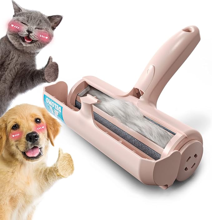 DELOMO Pet Hair Remover Roller, Reusable Lint Roller for Dog and Cat Hair | Portable Pet Hair Roller with Large Fur Bin, Fast Cleaning for Couches, Bedding, Rugs, Car Seats and Furniture, No Batteries