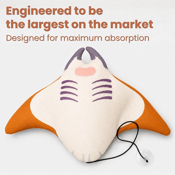 Swimming Pool & Swim Spa Scum Absorber - Copper Oil Absorbing Stingray, Reusable Floating Sponge Removes Oil Lotion Slime from Pool Water Surface, Machine Washable