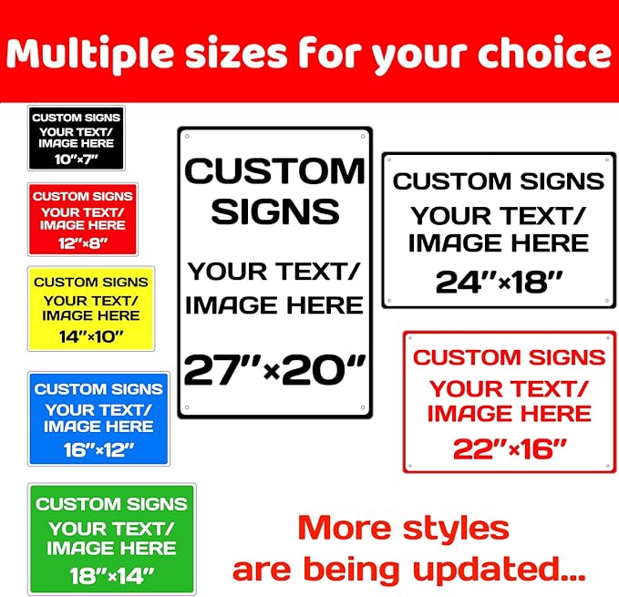 Repaly Personalized signs,Aluminum Weatherproof Metal Sign Multiple Sizes Custom Personalized Text And picture Here,hazard sign,garden sign,custom door sign,Customised business signs(18 * 14 IN,Red)