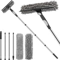 SetSail Window Squeegee with 66in Extension Pole 2-in-1 Window Cleaning Kit | Professional Window Cleaner Tool for Outdoor Indoor Car Windows Glass, Rotatable Head and 2 Scrubbers, Black Grey