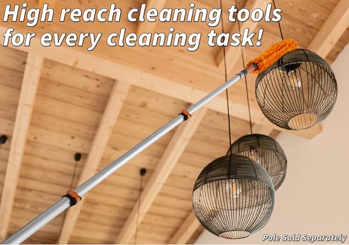 Dusting Kit for Extension Pole or by Hand (Pole Sold Separately) | Includes 3 Twist-On Attachments: Cobweb Brush, Feather Duster, Flexible Ceiling Fan Duster