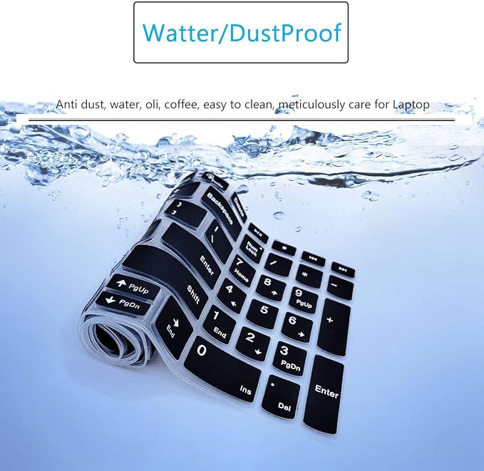 Keyboard Cover for Lenovo Yoga 7i 15.6" 16", Ideapad 3/Idepad 3i/Ideapad 5/Ideapad 5 15.6 17.3, Lenovo Flex 5 15.6, Yoga Slim 7 15, ideaPad Slim 7 15.6, ThinkBook 15/15P G2 G3 G4 -Black
