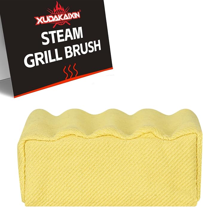 XUDAKAIXIN Bristle-Free Steam Cleaning Grill Brush,Unique Wavy Pad Seamless-Fit Cast Iron/Stainless-Steel Grates,BBQ Replaceable Scraper Cleaning Head(No Handle)