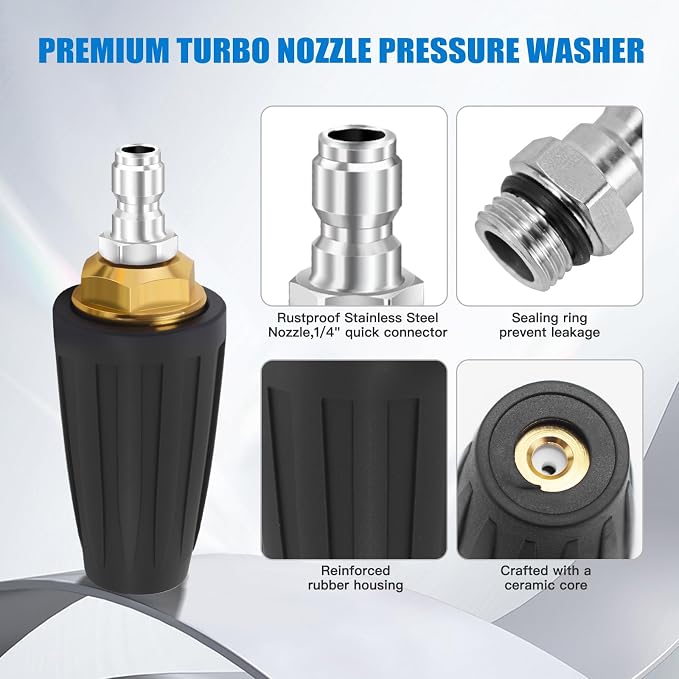 Weslymoo Pressure Washer Spray Nozzle, Power Washer Tips 4000 PSI Max Rotating with 5 Pressure Washer Tips, 1/4" Quick Connect for Cleaning Patio，Brick，Driveway，Vinyl Surface, 4.0 Gpm 4.0 Orifice