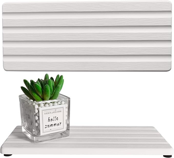 Diatomite Soap Dish, Water Absorbing Stone Tray, Kitchen Sink Organizer, Fast Drying Counter Holder (White, 9.5" x 4"/24 x 10cm)