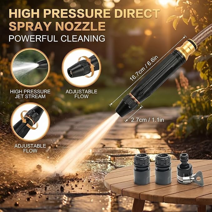 High Pressure Power Washer Nozzle with Connector Set,New Direct spray gun,Power Jet Water with Three Spray Modes, Multi Function Watering Sprayer for Cleaning Yard Pets Car (2 PCS)