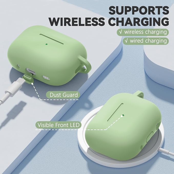 Ljusmicker for AirPods Pro 3 Case 2025 with Cleaner Kit,Magnetic Mint Green | Soft Silicone Protective Cover for Apple AirPod Pro 3rd Generation Case with Keychain for Women Men,Shockproof,Magnetic