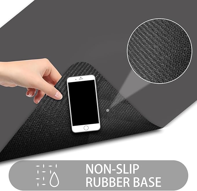 Ultra Thin Door Mat Indoor Entrance, 1/10 in Thin Door Mats for Inside Entry, Non-Slip Rubber Backing Washable Doormat, Fade Resistant, Absorbent, Low Profile Dirt Trapper, 24''X16'', Dark Grey