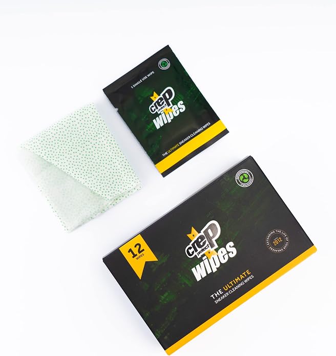 Crep Protect Shoe Wipes - Biodegradable, Dual-Sided Sneaker Cleaning Wipes for Quick Dirt & Scuff Removal - Individually Wrapped (Pack of 12)