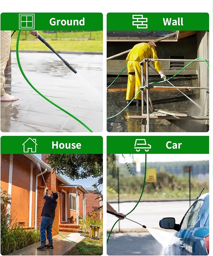 Pressure Washer Hose 100FT 3/8" for Cold and Hot Water 212°F, with Swivel Quick Connect, 4500PSI Kink Resistant Grade Steel Wire Braided, Power Washer Hose With 2pcs M22-14mm Adapter