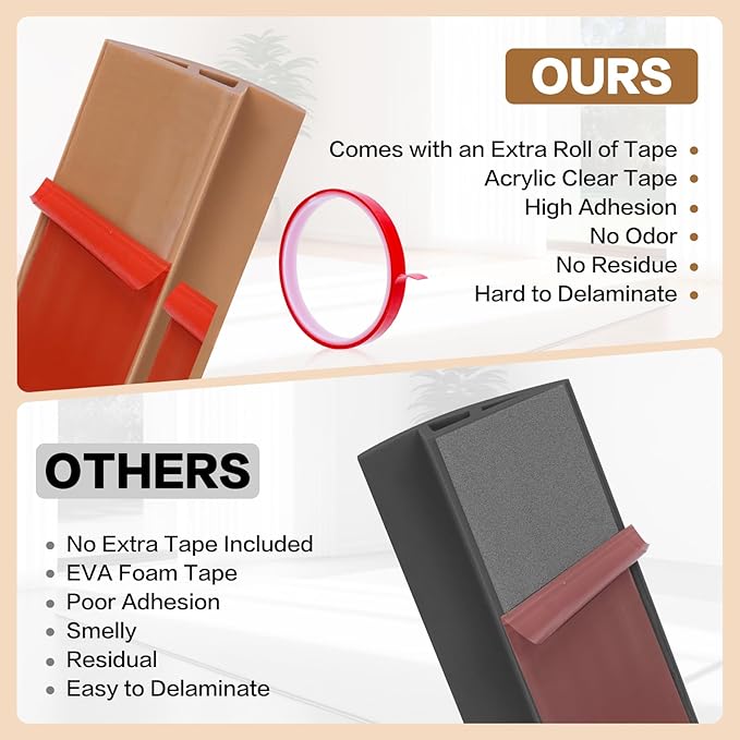 Floor Transition Strip Vinyl Door Threshold Ramp Self Adhesive Carpet Edging Strip Doorway Edge Trim, Overlap Edge Reducer for Laminate Carpet, Floor, Tile (Orange Oak, 2/5" to 3/5", 10Ft)