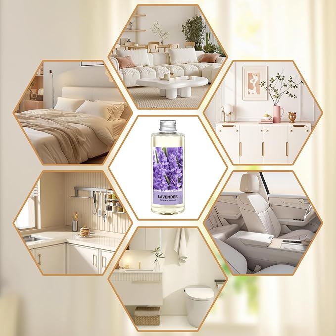 STRN Reed Diffuser Oil Refill, Lavender Scented Reed Diffuser Refill 200ML | Long-Lasting Summer Fragrance for Home, Living Room, Bedroom, Office