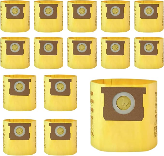 15 Pack 91964 Type D Shop Vac Bags for 4 Gallon Wet/dry Vacuums | Fit 4 Gal All-Around Plus, E87 Series & FloorMaster Vacuum Cleaners, Part# 9196400 9196433, 2-Layer Filtration Material