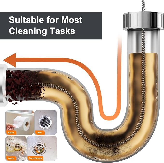 【2026 Newest】50 FT Drain Snake, Plumbing Snake Drain Auger Hair Clog Remover, Flexible Plumbing Snake Use Manually or Powered for Kitchen,Bathrom and Shower Sink Gloves for L-Type Sewer
