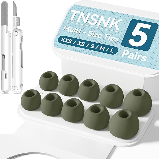 5 Pairs Replacement Ear Tips for AirPods Pro 3(White) | with Noise Reduction Hole,Built-in dust Guard Screen Silicone Ear Tips with Cleaning Pen - 5 Sizes(XXS/XS/S/M/L)
