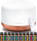 InnoGear 500ml Aromatherapy Diffuser for Home 10 Essential Oil Set, Yellow | Gift Set, Remote Control, Automatic Shut-Off, 4 Timers, Quiet, Run up to 18hrs, Cool Mist Humidifier, Large Room, Easy to Use